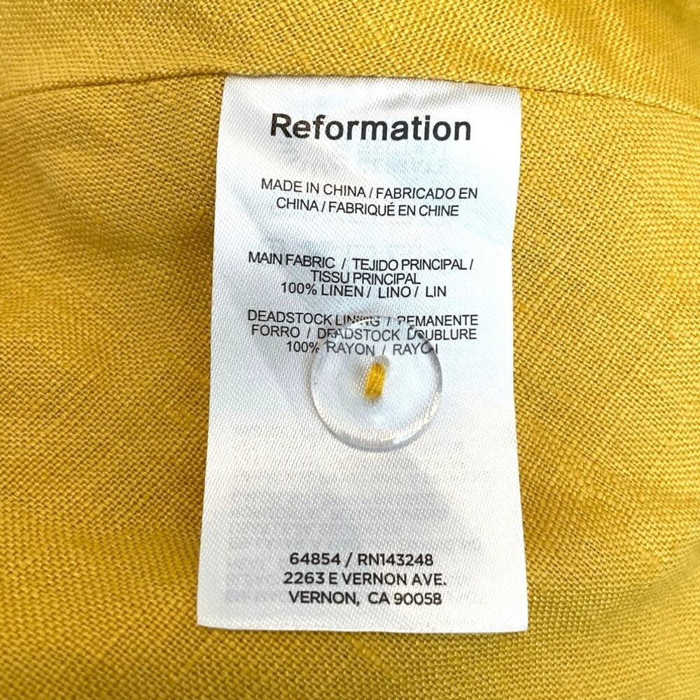 Reformation 100% Linen Two Piece Set Goldenrod Yellow Sz 10 Coquette Cottagecore - Picture 9 of 11